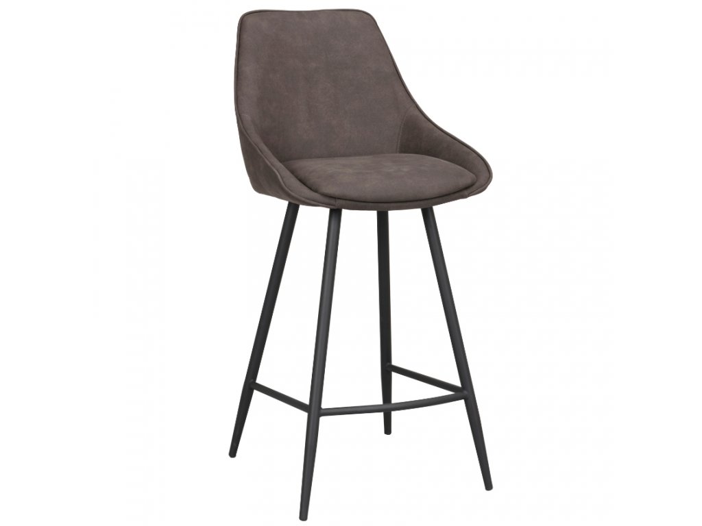 Tmavě šedá sametová barová židle ROWICO SIERRA 67 cm