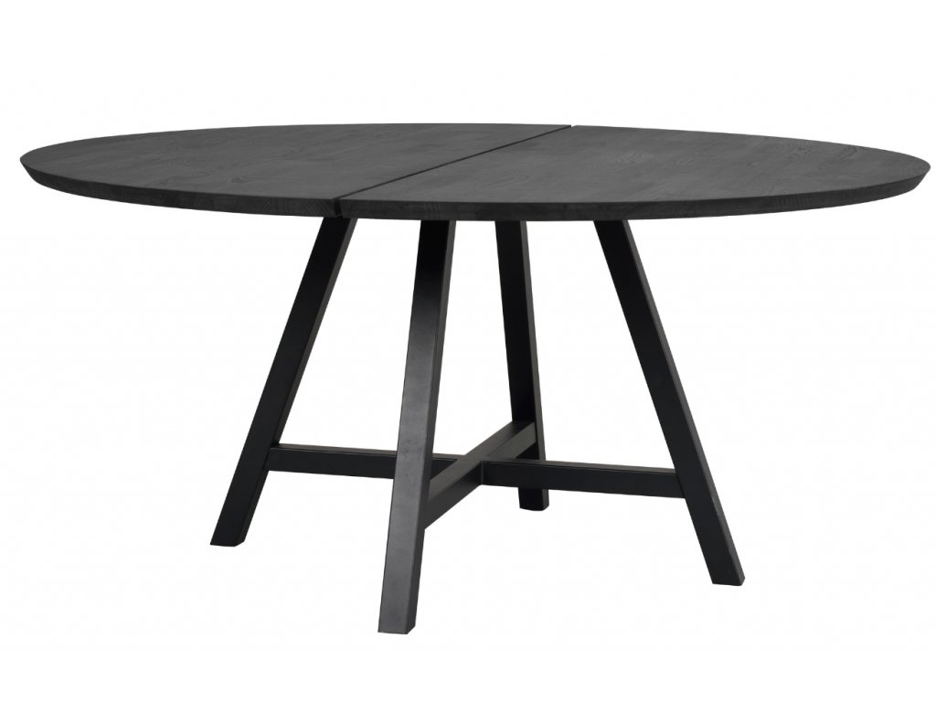 Černý dubový kulatý jídelní stůl ROWICO CARRADALE 150 cm