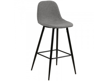 Světle šedá látková barová židle Wanda 73 cm s černou podnoží