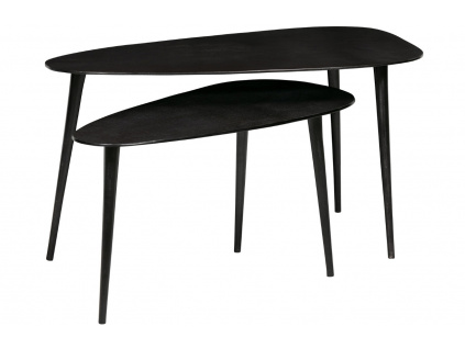 Černý kovový set dvou trojúhelníkových konferenčních stolků Shawn 89 x 49 cm