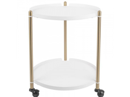 Bílo zlatý kovový odkládací stolek Haran 42,5 cm