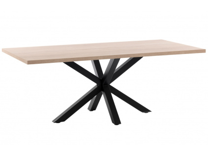 Dubový jídelní stůl Kave Home Argo 180 x 100 cm s černou kovovou podnoží