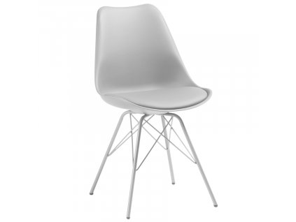 Světle šedá koženková jídelní židle LaForma Lars s kovovou podnoží