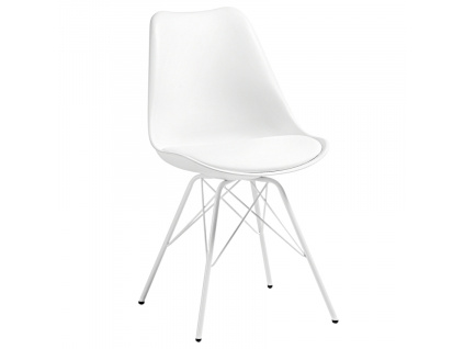 Bílá koženková jídelní židle Kave Home Ralf s kovovou podnoží