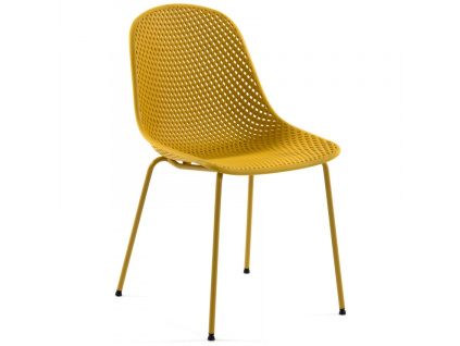 Žlutá plastová jídelní židle Kave Home Quinby