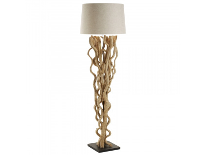 Bílá bavlněná stojací lampa Kave Home Nuba 177 cm