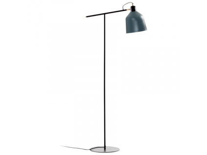 Modro-šedá kovová stojací lampa Kave Home Olimpia 147 cm