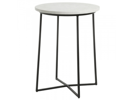 Bílý mramorový odkládací stolek Kave Home Bryson 41 cm