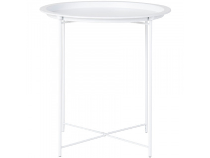 Bílý kulatý kovový odkládací stolek Ronan 46,8 cm