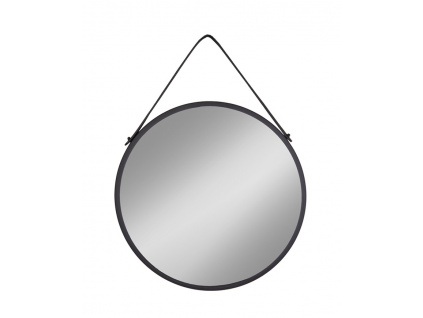 Černé kulaté závěsné kovové zrcadlo Nordic Living Chantal 38 cm
