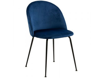 Tmavě modrá sametová jídelní židle Harper