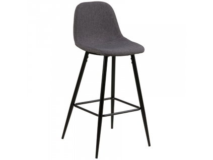Tmavě šedá látková barová židle Wanda 73 cm s černou podnoží