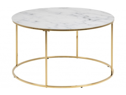Bílo-zlatý skleněný konferenční stolek Morgan 80 cm