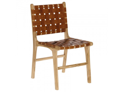Hnědá kožená jídelní židle Kave Home Calixta