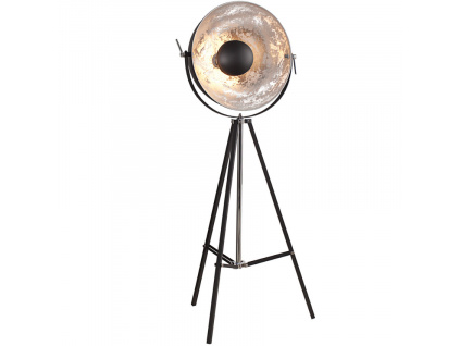 Černo stříbrná kovová stojací lampa Laila 160 cm