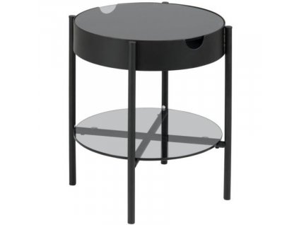 Černý skleněný odkládací stolek Lipton 45 cm