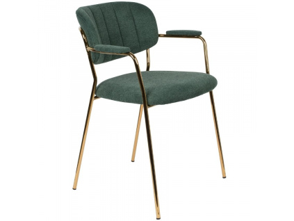Zelená látková židle WLL Jolien s područkami