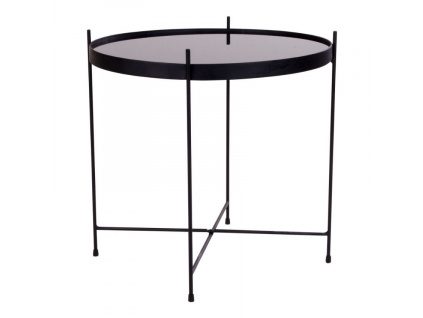 Černý kulatý skleněný konferenční stolek Emeli 48 cm