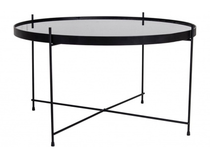 Černý kulatý skleněný konferenční stolek Emeli 70 cm