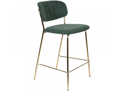 Zelená látková barová židle WLL Jolien 65 cm