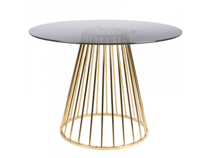 Skleněný jídelní stůl WLL Floris se zlatou podnoží 104 cm
