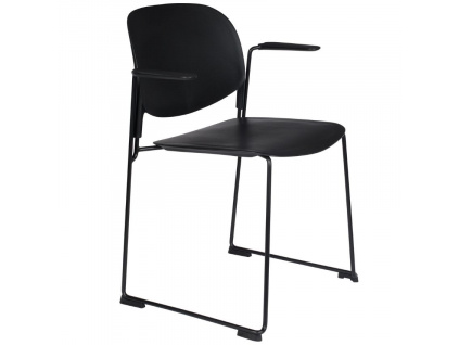 Černá plastová jídelní židle WLL Stacks s područkami
