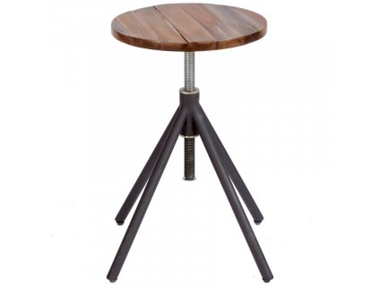 Černá kovová stolička Knisp s dřevěným sedákem 38-60 cm
