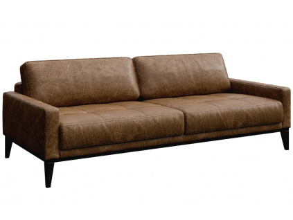 Hnědá vintage třímístná kožená pohovka MESONICA Musso Tufted 211 cm