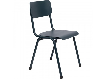 Modrá kovová jídelní židle ZUIVER BACK TO SCHOOL OUTDOOR