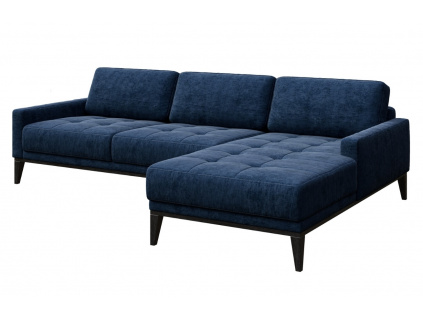 Tmavě modrá látková rohová pohovka MESONICA Musso Tufted, pravá, 248 cm