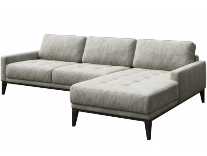 Šedá koženková rohová pohovka MESONICA Musso Tufted, pravá, 248 cm