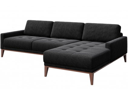 Antracitová látková rohová pohovka MESONICA Musso Tufted, pravá, 248 cm