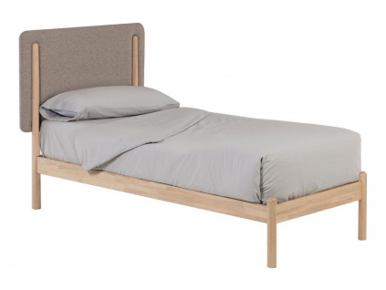 Dřevěná postel s látkovým čelem Kave Home Shayndel 90 x 190 cm