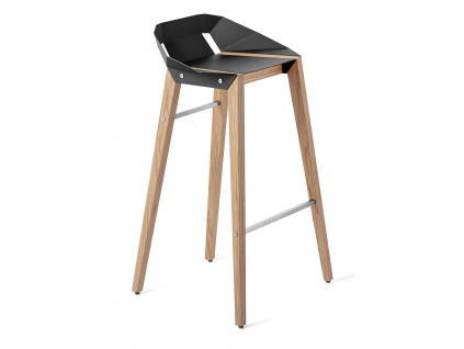 Hliníková barová židle Tabanda DIAGO 75 cm s dubovou podnoží