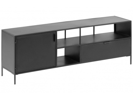 Černý kovový TV stolek Kave Home Shantay 150 x 35 cm