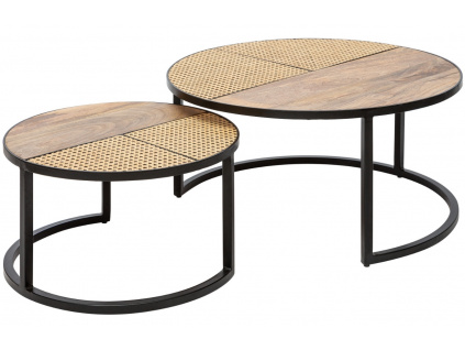 Set dvou mangových konferenčních stolků Lot 70/50 cm