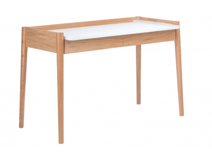 Dubový pracovní stůl Woodman Feldbach 126x60 cm s bílou deskou