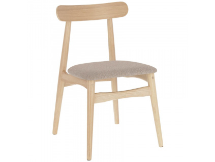 Dřevěná jídelní židle Kave Home Name s béžovým sedákem