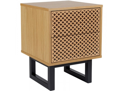 Vzorovaný dubový noční stolek Woodman Camden s březovou podnoží 40 x 40 cm848x848