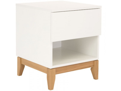 Bílý noční stolek Woodman Blanco s dubovou podnoží 55 cm848x848