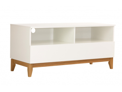 Bílý TV stolek Woodman Blanco s dubovou podnoží 120x48 cm1309x848