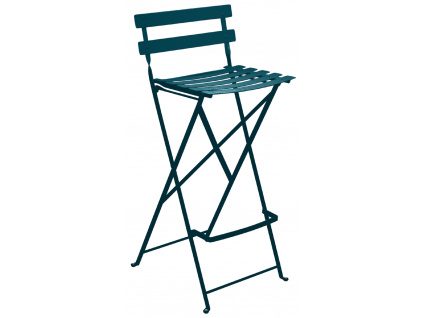 Modrá kovová skládací barová židle Fermob Bistro