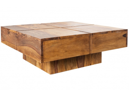 Přírodní masivní dřevěný konferenční stolek Birn 80x80 cm