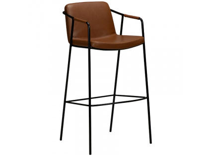 Hnědá koženková barová židle DAN-FORM Boto 77 cm