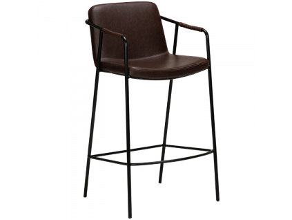 Tmavě hnědá koženková barová židle DAN-FORM Boto 67 cm