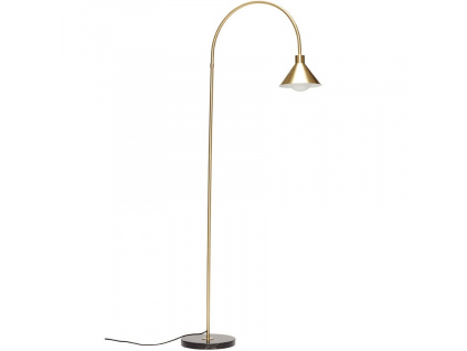 Zlatá kovová stojací lampa Hübsch Pipe 168 cm