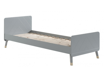 Šedá dřevěná postel Vipack Billy 90x200 cm s nočním stolkem