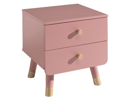 Růžový dřevěný noční stolek Vipack Billy 43,2 x 40 cm