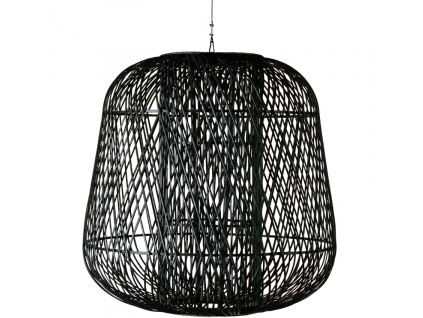Černé pletené bambusové závěsné světlo Bamboo 100 cm