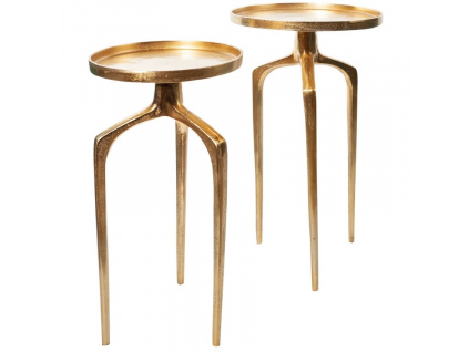 Set dvou zlatých kovových odkládacích stolků Zora 34/28 cm